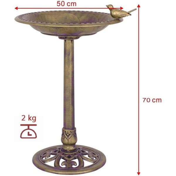 Fuglefoderbræt på stativ - 1 enhed - Polypropylen - Antik stil - Have, Altan, Terrasse - Diameter 50cm Kobber