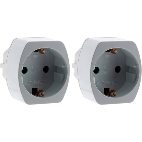 Schuko hane till hona eladapter - 2-pack - Vit - För europeiska apparater