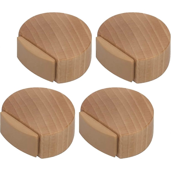 Selvklebende Dørstopper - Dørstopper i Tre for Gulv og Parkett - Selvklebende Dørstopper - Diskret og Elegant Dørstopper - Sett med 4 (bøk)