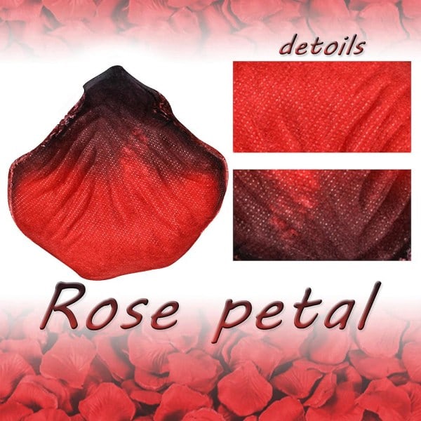 1000 stk. Kunstige roseblader for bryllupsdekorasjoner, romantisk kveld, Valentinsdag, arrangementer, hvit Dark red black