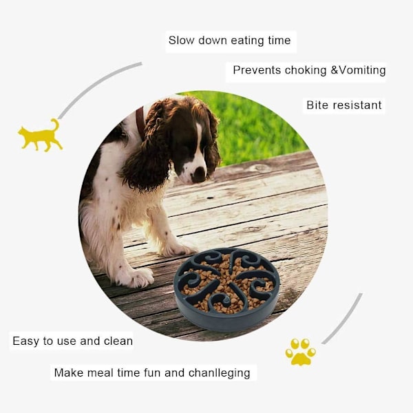 1 st Slowmatningskål för Hund, Långsam Ätningsskål för Mellanhundar, Rolig Pussel Slow Feed Halksäker Interaktiv Blo Blue