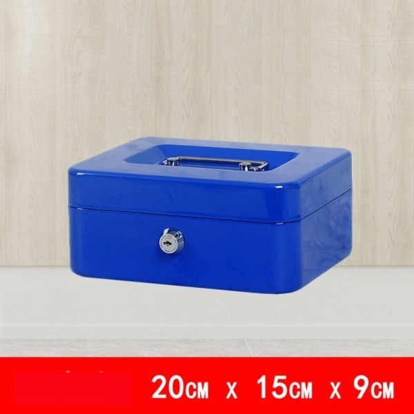 Metall Kassaskåp BLUE 20cm x 16cm x 9cm