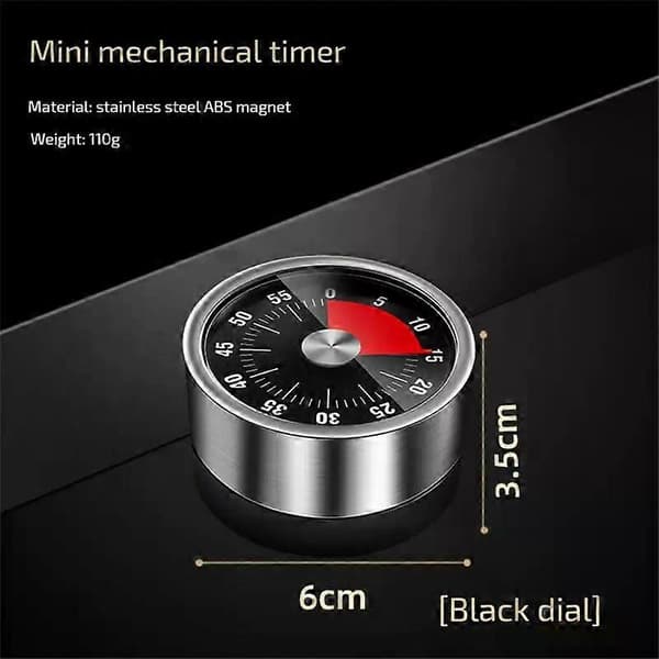 1/3/5 STK. Hvidt ur Timer Magnetisk bagside Iøjnefaldende drejeknap Timer Rustfrit stål Visuel timer Rustfrit stål Timer Holdbar Black 1pc
