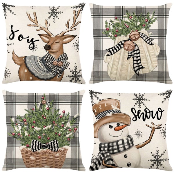 4-pack jul-kuddfodral med julgran 45*45cm