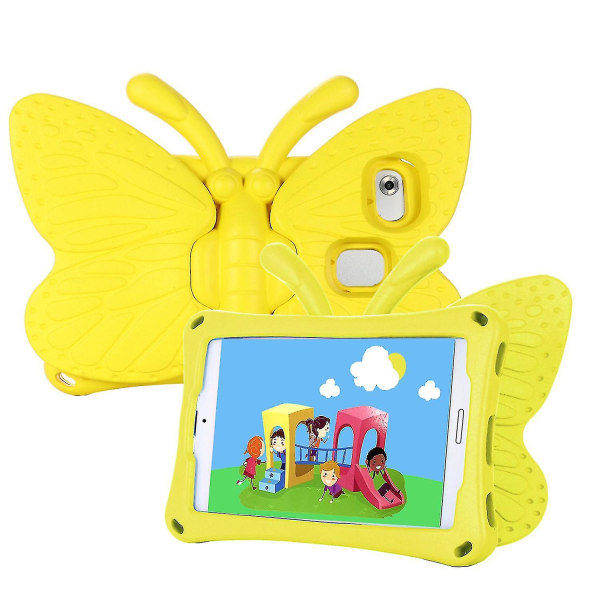 Butterfly Samsung Galaxy Tab A7 Lite 8.7 T220/t225 2021 Cover, Børnevenlig, Eva Blødt Skum Materiale, Tykke Fire Hjørner, Kamerabeskyttelse, Stødsikker Yellow