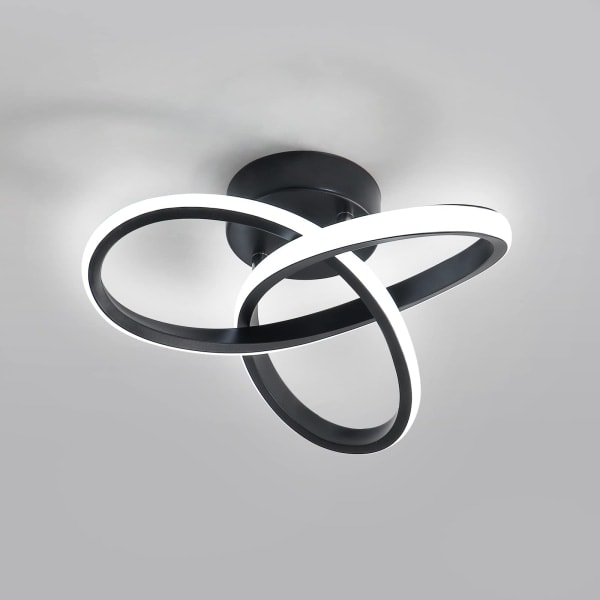 LED Loftlampe, Loftlampe 20W 2200LM, LED Lampe Sort til Stue, Soveværelse, Gang, Køkken 26cm, Dæmpbar 3000K / 4500K / 6500K