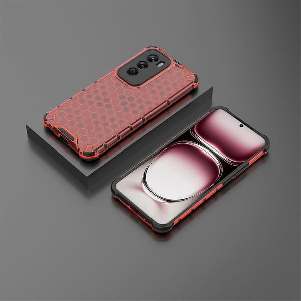 Mobildeksel for Oppo Reno12 5G - PC+TPU, Honningkake-design, støtdempende Red