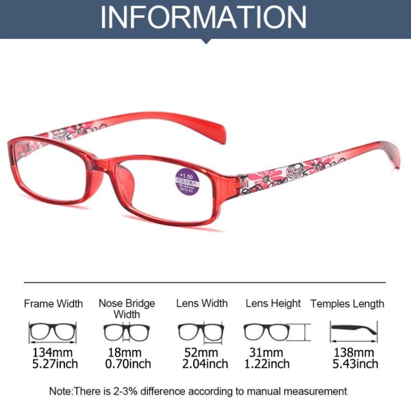 Luku-lasit Presbyopia-lasit PUNAINEN VOIMA +2.50 punainen Voima +2.50-Voima +2.50 red Strength +2.50-Strength +2.50