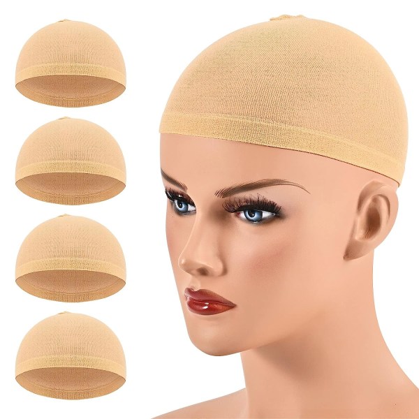 4-pack monterade andningsbara svettabsorberande perukkepsar för kvinnor (brunt)