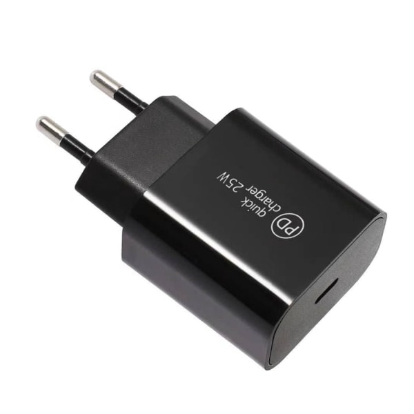 Nopea laturi 25W Samsungille USB-C:lle, 2M USB-C kaapeli, Musta USB-C laturi + 2M kaapeli