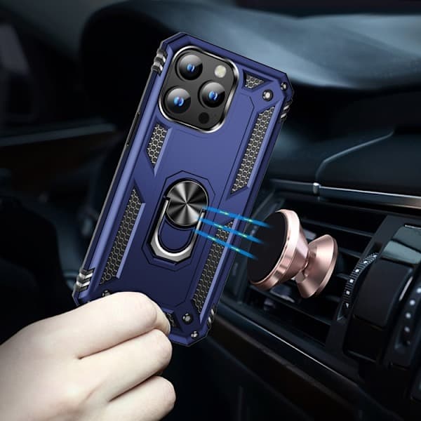 iPhone 15 Pro -kotelo, Hybrid Armor Ring, sininen