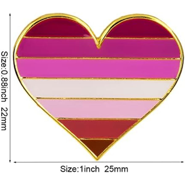 Pakke med 5 Biseksuelle Stolte Hjerteformede Lapel Pins Brocher Pins Flag Badge Broche Badges Pack 5 Lesbian