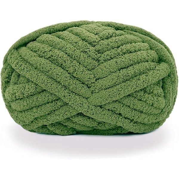 Tykk strikket chenille-garn for håndstrikk av pledd Supermyk stort jumbo-filt-garn Olive Green