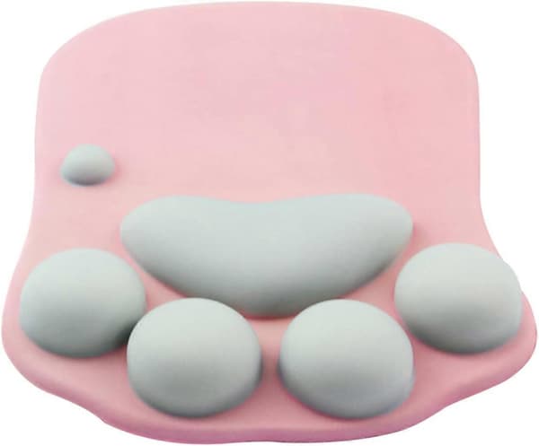 3D Søt Musematte Datamaskin Anime Myk Kattepote Musematter Håndleddsstøtte Komfort Silikon Memory Foam Gaming Musematte Pink