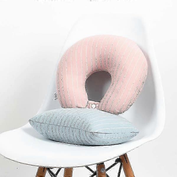 U-formad resekudde, deformerbar kudde, dubbelhalskudde, klassiska ränder, bärbar Light Gray