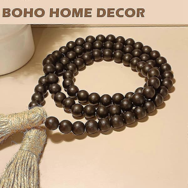Träpärlgirlang Bondgårdsdekor Träpärlor med Boho Vägg Rustik Hem Kaffebordsdekor Böne-pärlor A