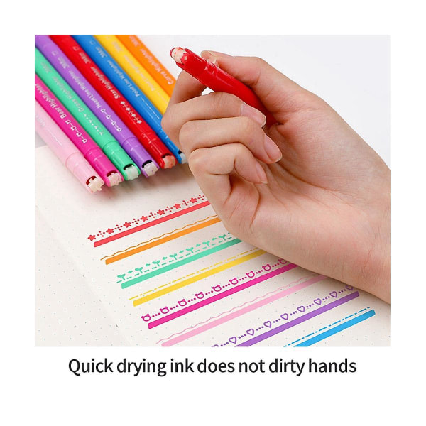 Aesthetic set, 8 different shapes Double tip markers for children New Stationery Schoo