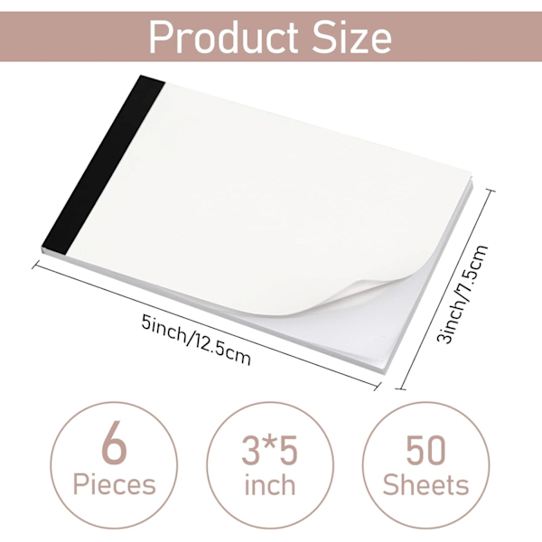 Blanke Notisblokker, 6 stk. 3x5 tommer Notisblokk Blanke Memo-blokker for Daglig Planlegging Liten Skriveblokk Mini Lomme-notatbok Refills for å Ta Notater og Påminnelser