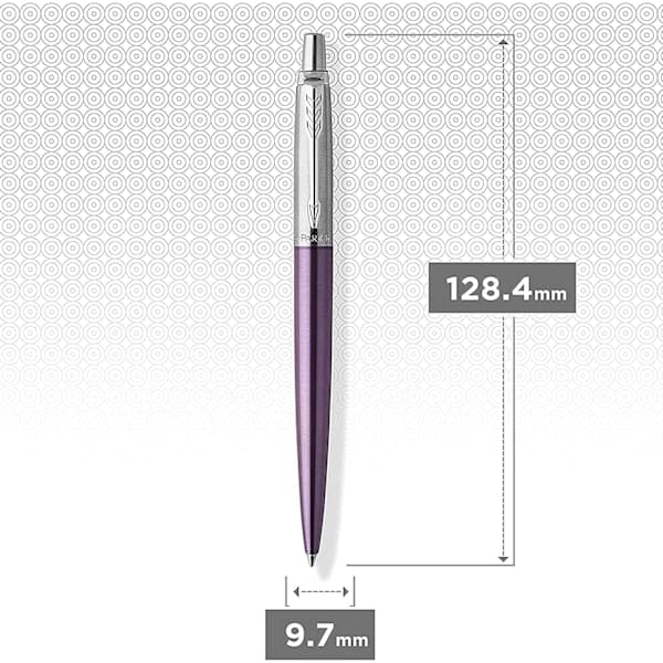 Kuglepen | med kromdetaljer | Medium spids sort blæk Royal Purple