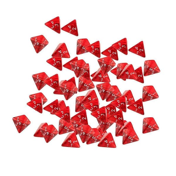 60 kappaleen pakkaus Gem Multi-Sided D4 Polyhedral Dice Set D4 20mm D&D TRPG Cup -peleihin Punainen väri