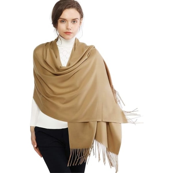 Dame Skjerf Pashmina Sjal og Wraps for Bryllup Skjerf for Kvinner Vinter Camel