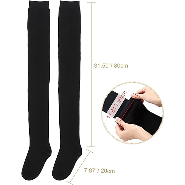 Polven yläpuoliset pitkät sukat Raidalliset saappaiden sukat 3 Raidallinen polven yläpuolinen sukat Naisten putkisukat Lämpimät Cosplay-sukat tytöille Black