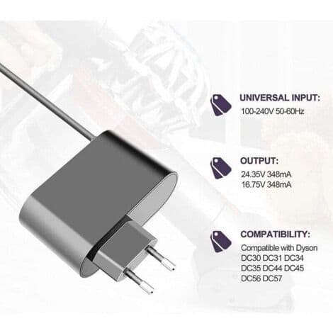 Oplader kompatibel med Dyson DC30 DC31 DC34 DC35 DC44 DC45 DC56 DC57 – 16,75 V/24,35 V støvsugerbatteri