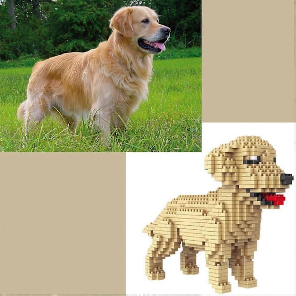 950 delar Byggbar Golden Retriever Hund (Labrador Retriever) Figur att montera med nanoblock.