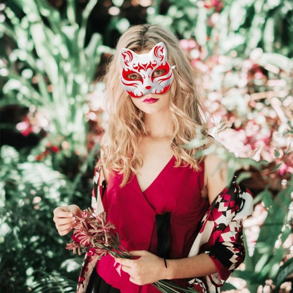 10 stk. Therian Maske Kat Ræv Maske Therian Halloween Maske Therian Kostume til Børn Voksne Tom Maske til Julefrokost & Therian WELLNGS