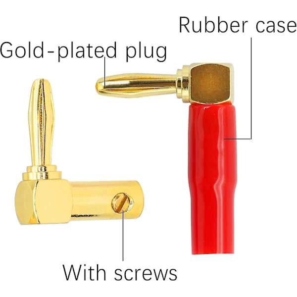 Degree Bananeplugger Høyre Vinkel 4mm Ren Kobber Forgylt Bananpluggkontakt