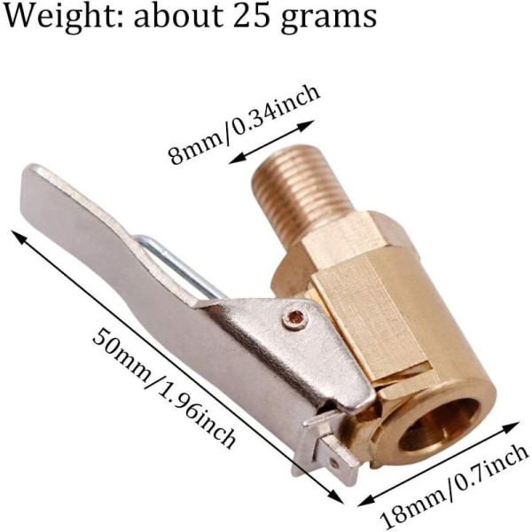 Dæktryk Chuck, 6 stk Bil Luftpumpe Gevindet Dyser, Messing Inflation Dyser, 8mm