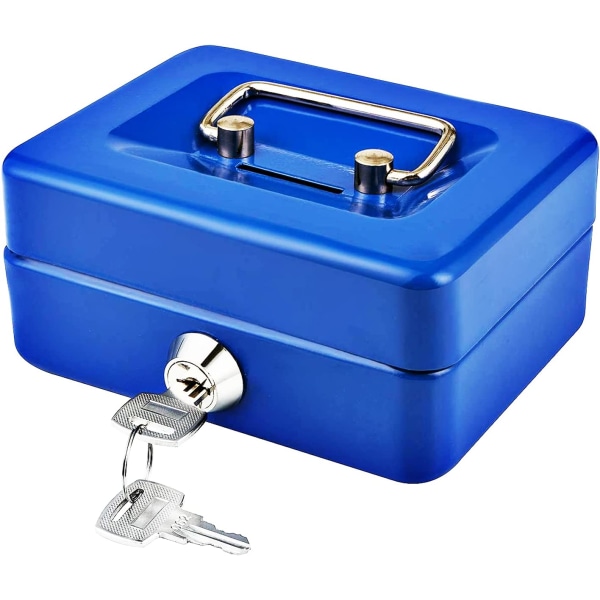 Kassalåda med nyckellås, portabel dubbel kassalåda i metall