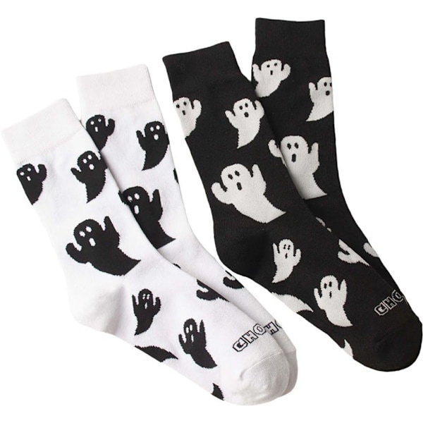 2 Pairs Funny Halloween Socks Crew Bulk Socks Ghost Pattern Socks Adult Wearing Supplies for Men and Women Wearing