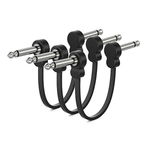 3-pak guitar patchkabler, fladt patchkabel pedalboardkabel