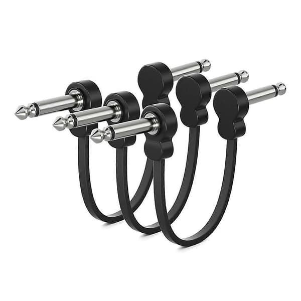 3-pakke gitar patchkabler, flat patchkabel pedalbrett kabel