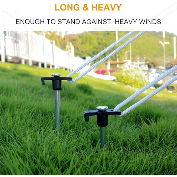 Store teltplugger, kraftige stormsikre rustfrie teltplugger – Galvanisert stål, hardt underlag, 8 stk, 25 cm, ideelle for steinete underlag