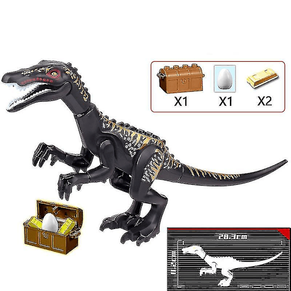 1 stk Jurassic Stor Dinosaur Byggeklodser T-rex Quetzalcoatlus Spinosaurus Actionfigurer Legetøj til Børn Baryonyx black