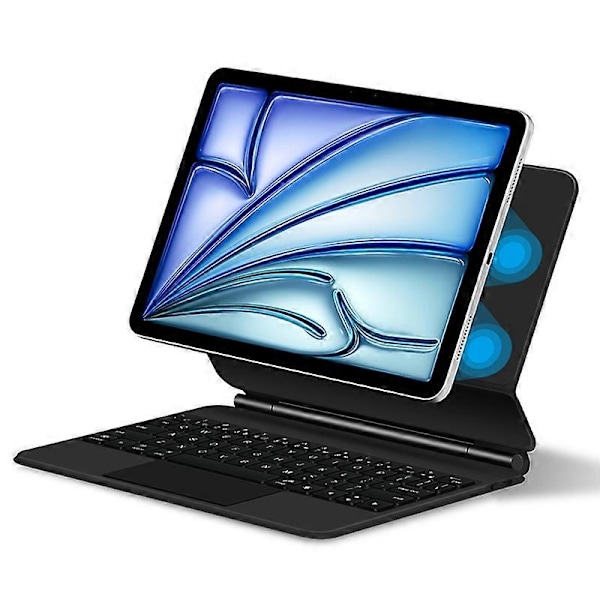 iPad Air 11 (2024) (M2) Bluetooth-näppäimistö Magneettinen Ripustus PC+PU Nahka Tablet-kotelo - Musta Multicolor Black