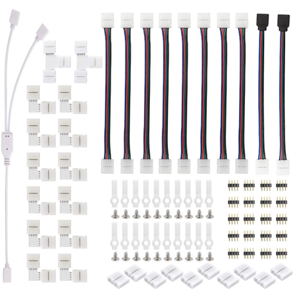 LED-remsor-kontaktsats för 5050 10mm 4-stift inkluderar 8 typer av LED-remsor tillbehör