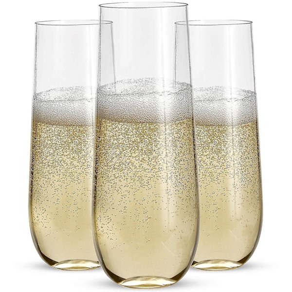 24 Stemløse Plast Champagnefløyter - 9 Plast Champagne Glass Klar Uknuselig Skål-b