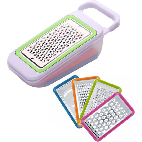 Cheese Grater, 4 in 1 Box Grater, Zester and Grater, Cheese Grater with Container and Lid, Box Grater for Kitchen with 4 Flat Grater