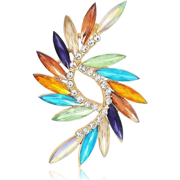 Broschnål för kvinnor Flower Brosch Elegant Simulated Crystal Broscher-Färgglada