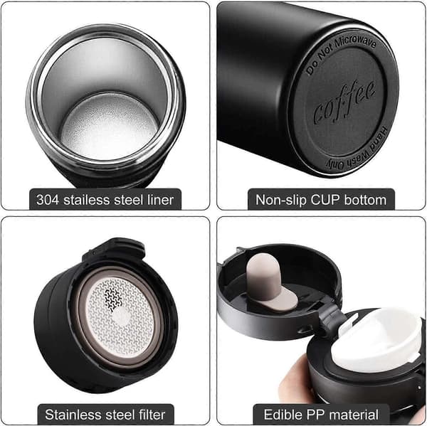 380ML Termisk Kaffemugg, Resemuggar, Rostfria Isolerade Termosflaskor, BPA-fri, Läckagesäker
