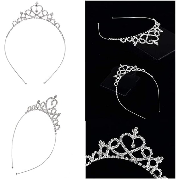 2 stk Rhinestone Prinsessekrone Hårbøyler Hårsløyfer Hårbånd Jenter Tiaraer Fest Hårpynt Bryllup Hårtilbehør for Brud, Brudepike, Prinsesse