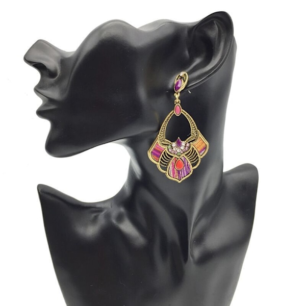 Kraftig Halskjede Øredobber Dame Bohemsk Kjede Tribal Smykkesett Håndlaget Geometrisk Charm Bib Choker Halskjeder B