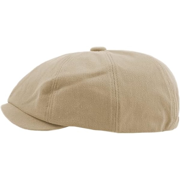 Dame Newsboy 8-Panel Cabbie Painter Baker Boy Fladt Hat til Mænd og Kvinder Bomuld Spids Visor Beret Hat B:Khak