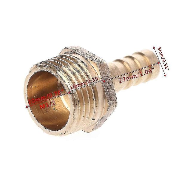 Messing Han/Hun Gevind 1/2\" Bsp Til 8mm Barb Slangekobling Konnektor Pagode Samling Outer wire