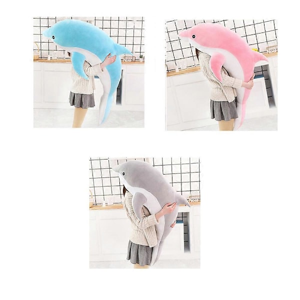 Dolphin Plysj Leke Pute - Myk og Komfortabel Stoffdyr Dukke Julegave Til Barn Blue 70CM