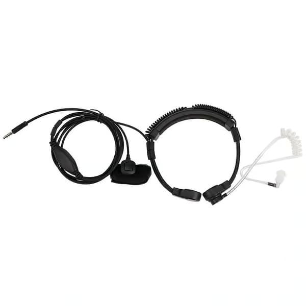 3,5 mm justerbart halsmikrofon-headset med diskret akustiskt rör och finger-PTT