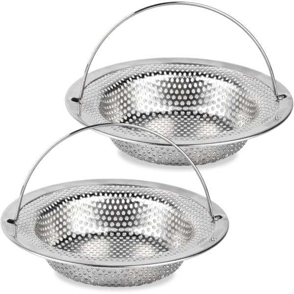 2 stk. avløpsfilter kjøkkenvask, 11 cm filter for vaskfilter, rustfritt stål avløpsfilter med håndtak, universal stoppfilter